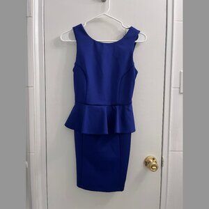 Topshop Royal Blue Peplum Bodycon Knee Length Dress